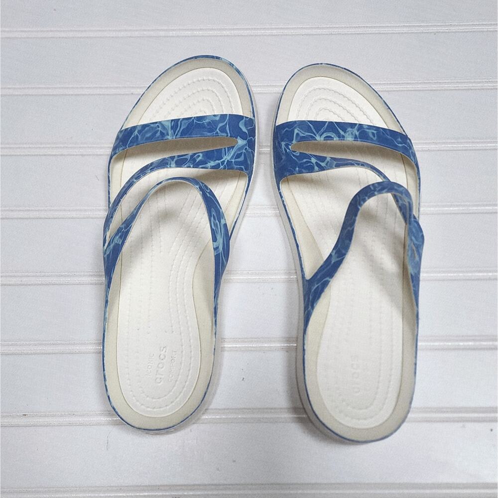 Crocs Women's Swiftwater Sandals Size 10 Blue & White - Picture 2 of 10